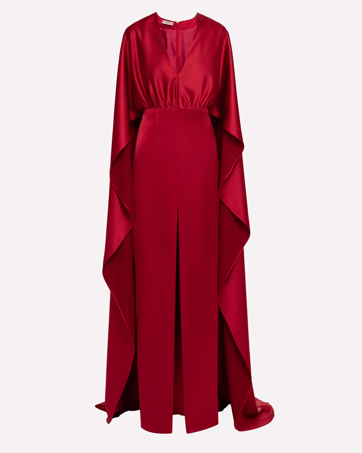Imperio – Vestido largo de satén con capa y escote en V - Imagen 8