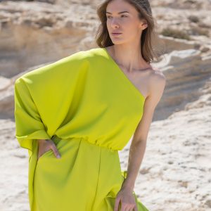 Eclipse – Mono midi asimétrico de crepé satén