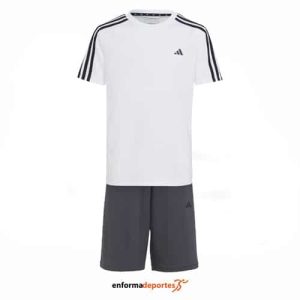 CONJUNTO JUNIOR ADIDAS U TR-ES 3S TSET | WHITE/BLACK