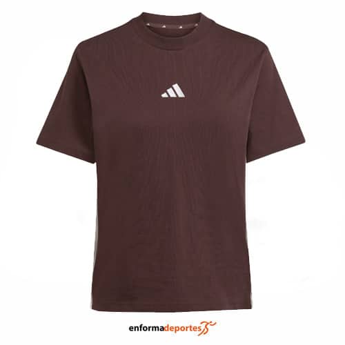 Camiseta Mujer Adidas 3 Stripes Sj | SHABRN/WHITE - Imagen 2