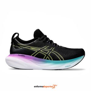 ZAPATILLA MUJER ASICS GEL-NIMBUS 25 | BLACK/GLOW YELLOW