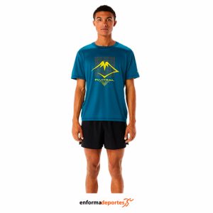 CAMISETA HOMBRE ASICS FUJITRAIL LOGO SS TOP | INK TEAL