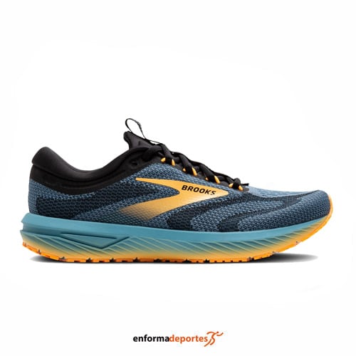 ZAPATILLA HOMBRE BROOKS REVEL 7 | STORM BLUE/BLACK/ORANGE P