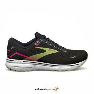 ZAPATILLA MUJER BROOKS GHOST 15 | BLACK/EBONY/SHARP GREEN
