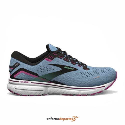 ZAPATILLA MUJER BROOKS GHOST 15 | BLUE BELL/BLACK/PINK