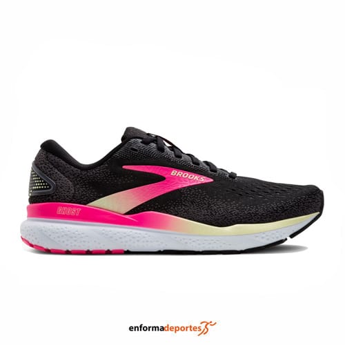 ZAPATILLA MUJER BROOKS GHOST 16 | BLACK/PINK/YELLOW