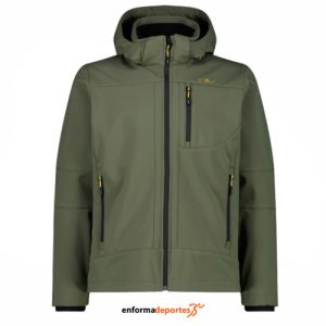 SOFTSHELL HOMBRE CAMPAGNOLO ZIP HOOD | OIL GREEN-NERO