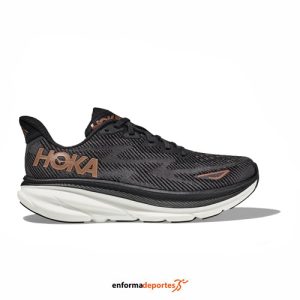 ZAPATILLA MUJER HOKA CLIFTON 9 | BLACK/ROSEGOLD