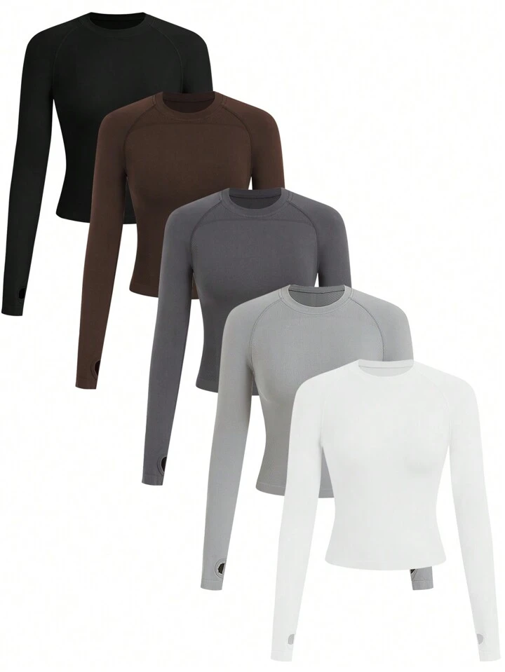 Sport Studio™ Top Deportivo Mujer – Manga Larga Sin Costuras con Tejido Canalé