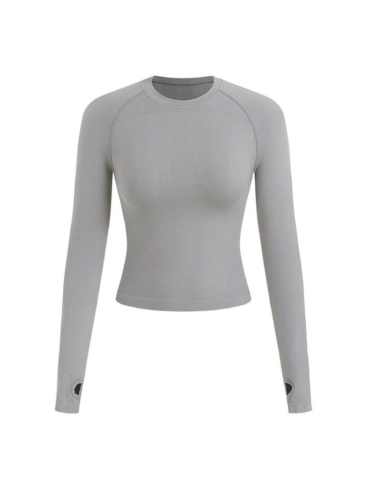 Sport Studio™ Top Deportivo Mujer – Manga Larga Sin Costuras con Tejido Canalé - Imagen 3