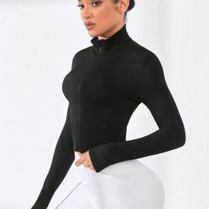 Chaqueta Deportiva Mujer – Cuello Alto con Cremallera Frontal