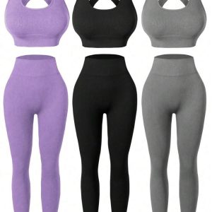 StudioTwist™ Set Mujer – Top sin Mangas + Leggings Largo sin Costuras