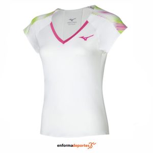 CAMISETA MUJER MIZUNO PRINTED TEE | WHITE/FUCHSIA