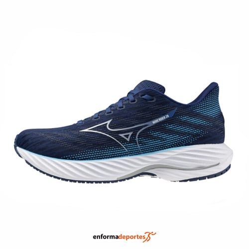 Zapatilla hombre Mizuno Wave Rider 28 | VINTAGEINDIGO/NEOMINT/FRO - Imagen 2