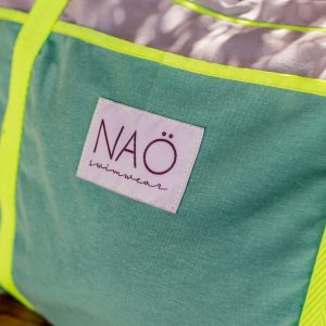 Bolsa de playa verde y amarilla flúor