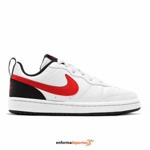 ZAPATILLA JUNIOR NIKE COURT BOROUGH LOW 2 | WHITE/UNIVERSITY RED-BLAC