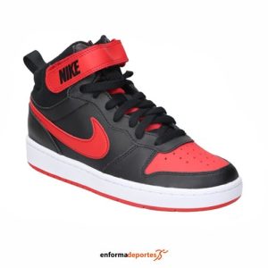 ZAPATILLA JUNIOR NIKE COURT BOROUGH MID 2 | BLACK/UNIVERSITY RED-WHIT