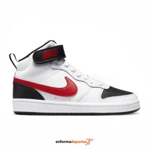 ZAPATILLA JUNIOR NIKE COURT BOROUGH MID 2 | WHITE/UNIVERSITY RED-BLAC