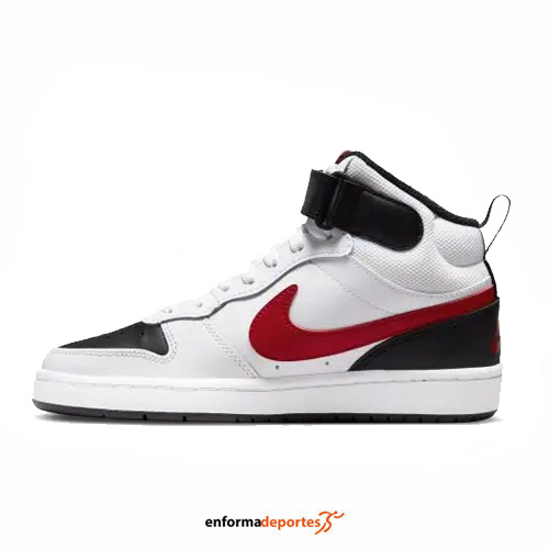 ZAPATILLA JUNIOR NIKE COURT BOROUGH MID 2 | WHITE/UNIVERSITY RED-BLAC - Imagen 2