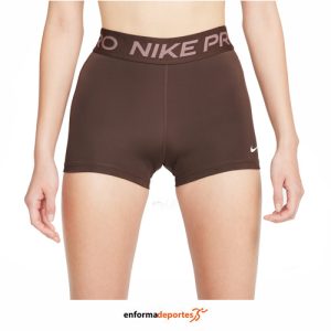 PANTALON CORTO MUJER NIKE PRO 3″ | BAROQUE BROWN/WHITE