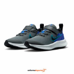 ZAPATILLA INFANTIL NIKE STAR RUNNER 3 | IRON GREY/BLACK-BLUE LIGH