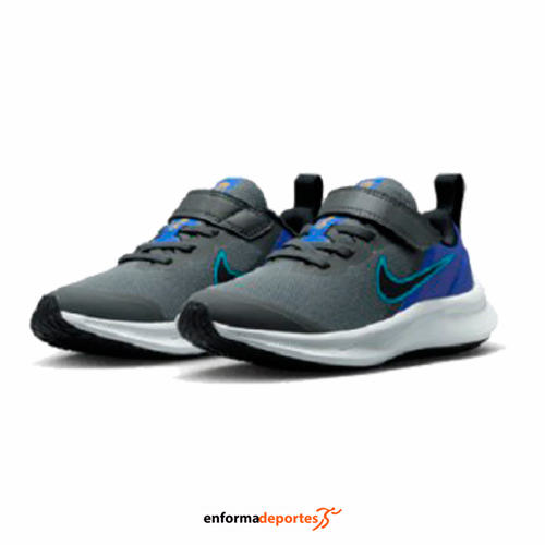 ZAPATILLA INFANTIL NIKE STAR RUNNER 3 | IRON GREY/BLACK-BLUE LIGH