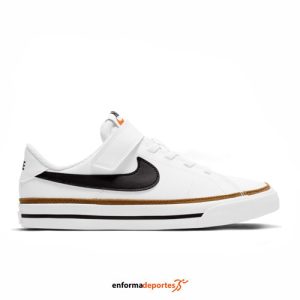 ZAPATILLA JUNIOR NIKE COURT LEGACY | WHITE/BLACK-DESERT OCHRE-