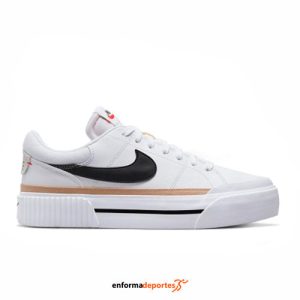 ZAPATILLA MUJER NIKE COURT LEGACY LIFT | WHITE/BLACK-HEMP-TEAM ORA