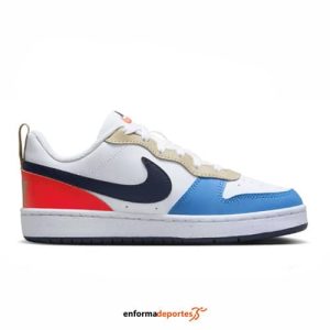 Zapatilla junior Nike Court Borough Low Recraft (Gs) | WHITE/THUNDER BLUE-LT CRI