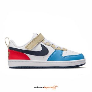 Zapatilla junior nike Court Borough Low Recraft (Ps) | WHITE/THUNDER BLUE-LT CRI