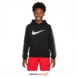 SUDADERA JUNIOR NIKE SPORTSWEAR REPEAT | BLACK/SUMMIT WHITE