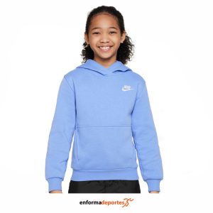 SUDADERA JUNIOR NIKE NSW CLUB FLC HDY LBR | POLAR/WHITE