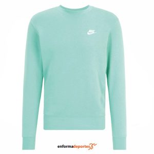 SUDADERA JUNIOR NIKE NSW CLUB FLC CREW LS LBR | EMERALD RISE/WHITE