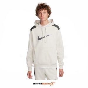 SUDADERA HOMBRE NIKE NSW SP FLC HOODIE BB | LIGHT BONE/IRON GREY