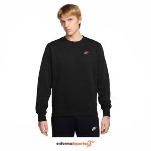 Sudadera hombre Nike Club Fleece Crew | BLACK/PINKSICLE