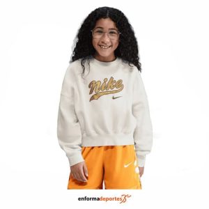 Sudadera junior Nike Cropped Fleece Crew  | SAIL/METALLIC GOLD