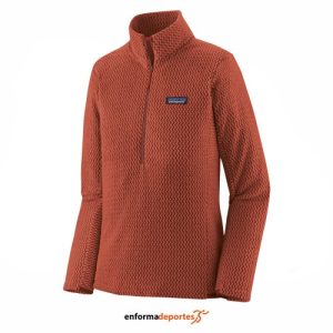 POLAR MUJER PATAGONIA R1 AIR ZIP NECK | BURR BURNISHED RED