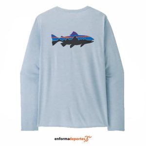 Camiseta hombre Patagonia l/s Cap Cool Daily Graphit Shirt Water  | FITZ ROY TROUT FLECK BLUE