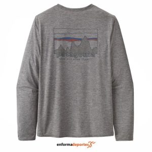 Camiseta hombre Patagonia l/s Cap Cool Daily Graphic Shirt | 73 SKYLINE:FEATHER GREY