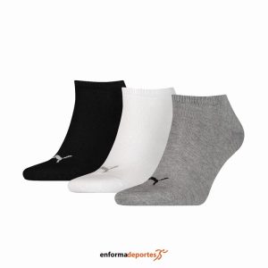 CALCETIN UNISEX PUMA QUARTER PLAIN 3P | MIDDLE GREY MELANGE / PIN