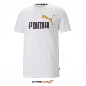 CAMISETA HOMBRE PUMA ESS+ 2 COL LOGO | WHITE-DARK NI