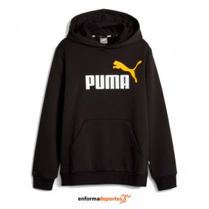 SUDADERA JUNIOR PUMA ESS+ 2 COL BIG LOGO | PUMA BLACK-YELLOW SIZZLE