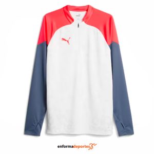 SUDADERA HOMBRE PUMA INDIVIDUAL CUP 1/4 ZIP | WHITE-FIRE OR