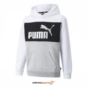 SUDADERA JUNIOR PUMA ESS+ COLORBLOCK HOOD | PUMA WHITE-SILVER