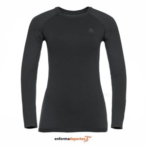 CAMISETA MUJER ODLO CREW NECK 196191 | 60212 NEGRO/GRIS