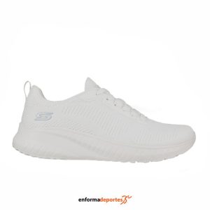 ZAPATILLA MUJER SKECHERS BOBS SQUAD CHAOS – FACE OFF | WHITE ENGINEERED KNIT