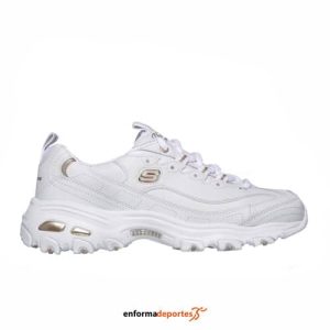 ZAPATILLA MUJER SKECHERS DLITES-FRESHSTART | WHITE LEATHER/ MESH/ ROSE