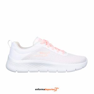 ZAPATILLA MUJER SKECHERS GO WALK FLEX – ALANI | WHITE TEXTILE/PINK TRIM