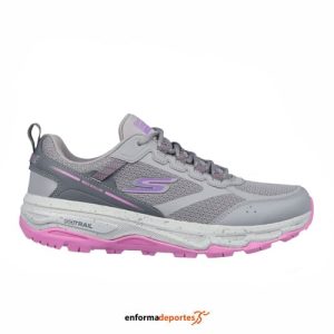 ZAPATILLA MUJER SKECHERS GO RUN TRAIL ALTITUDE-RIDGEBA | GRAY LEATHER/PINK TRIM