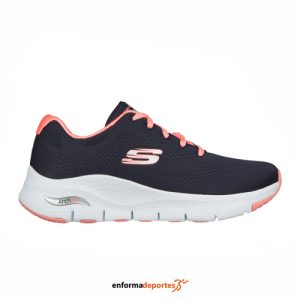 ZAPATILLA MUJER SKECHERS ARCH FIT-BIG APPEAL | NAVY MESH/CORAL TRIM